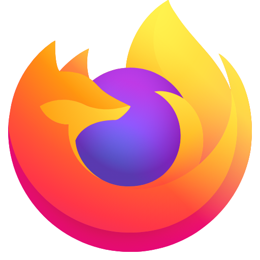 Firefox browser logo featuring an orange-yellow stylized fox encircling a purple globe, displayed on a light-colored background.