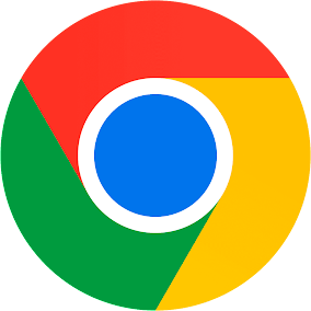 Google Chrome logo featuring a central blue circle encircled by red, yellow, and green segments in a vibrant pinwheel-shaped design.