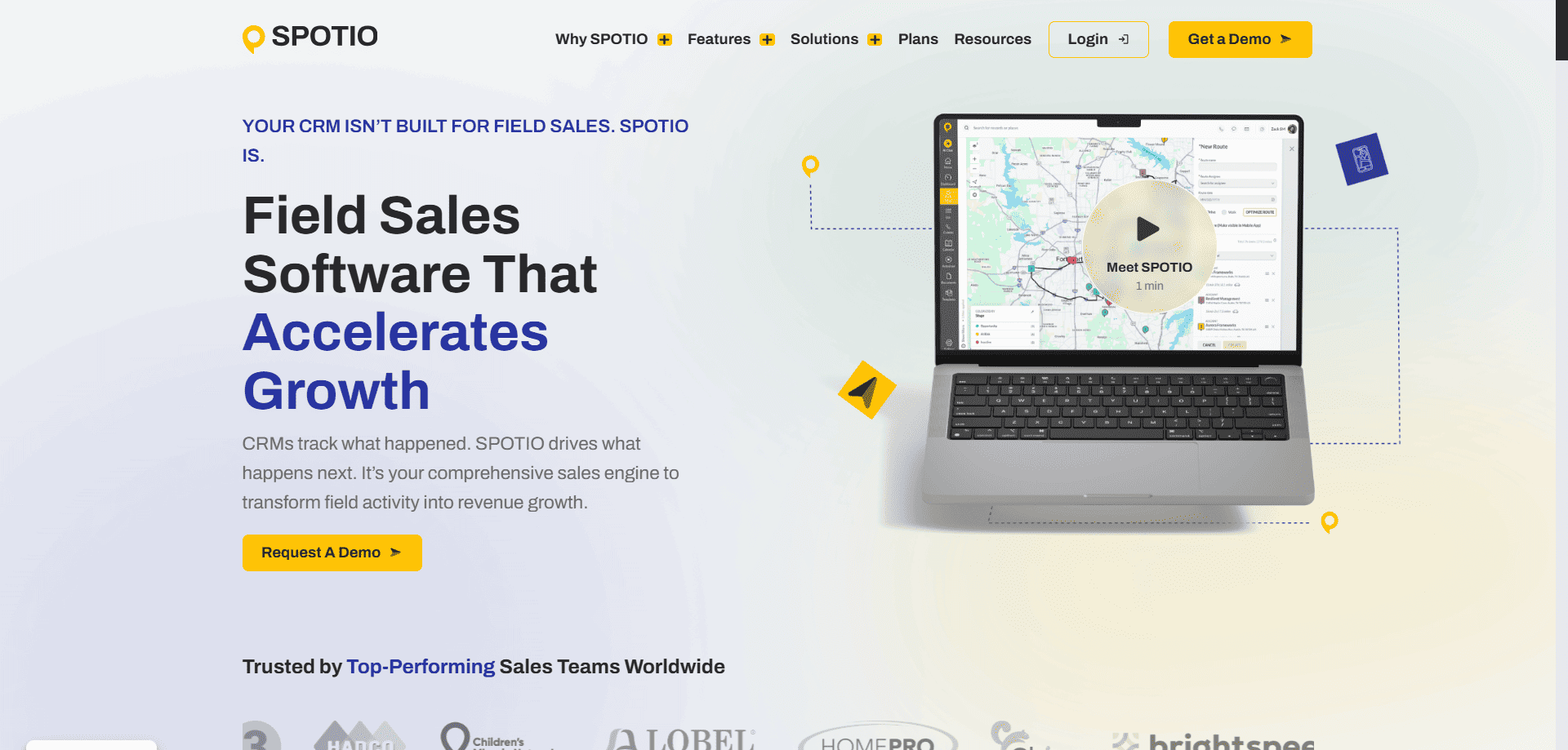 Open laptop displaying a detailed map with innovative sales planning software, designed to enhance strategic decision-making.