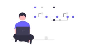 A person sits cross-legged with a laptop, - Order Management Process 