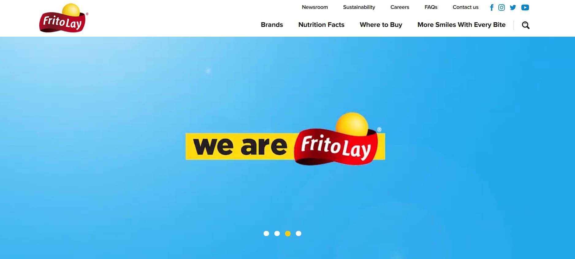 Blue background featuring bold "we are FritoLay" text with FritoLay on a red banner and yellow sun; menu highlights 2026 DSD focus.
