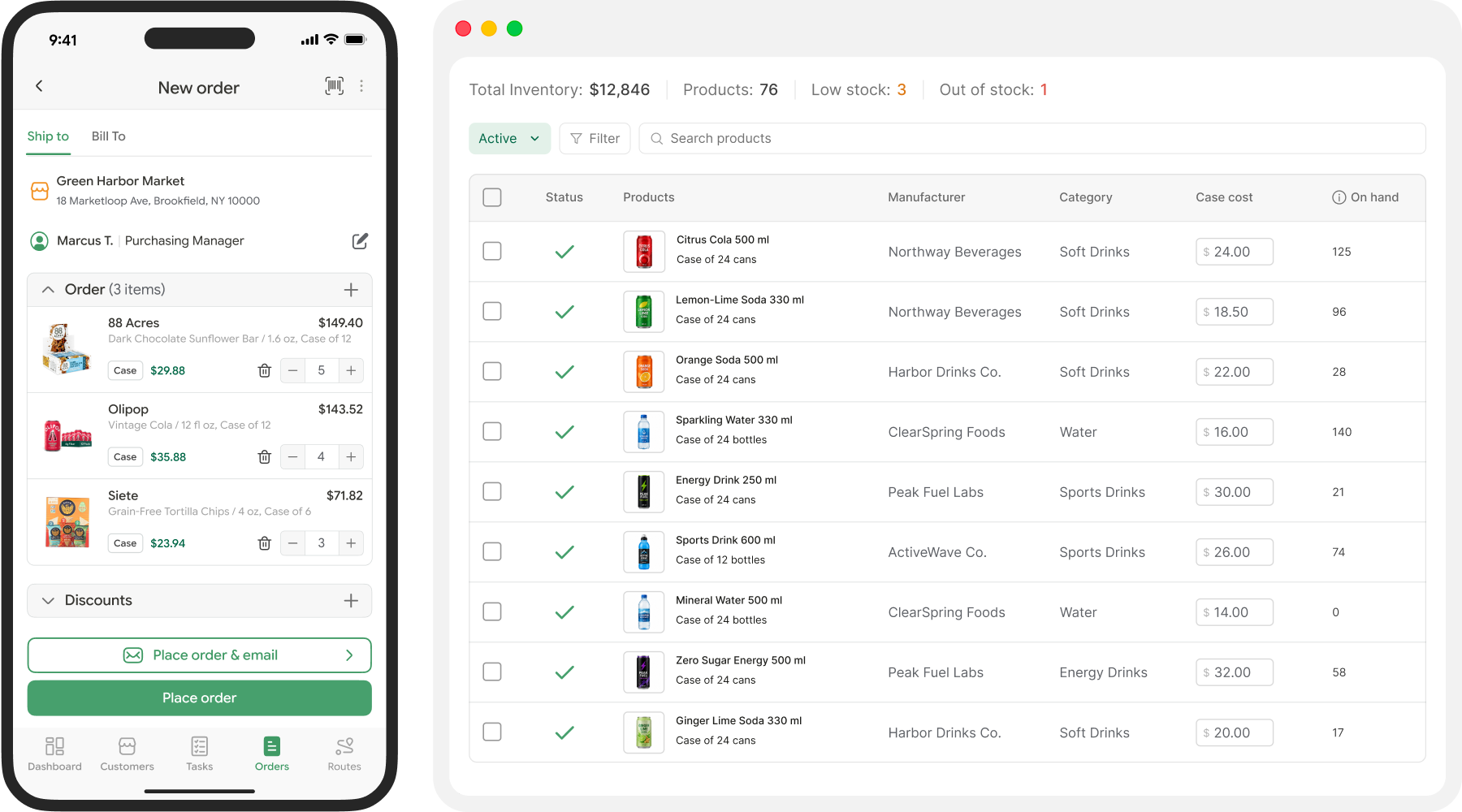 Sales engagement dashboard and mobile customer profile