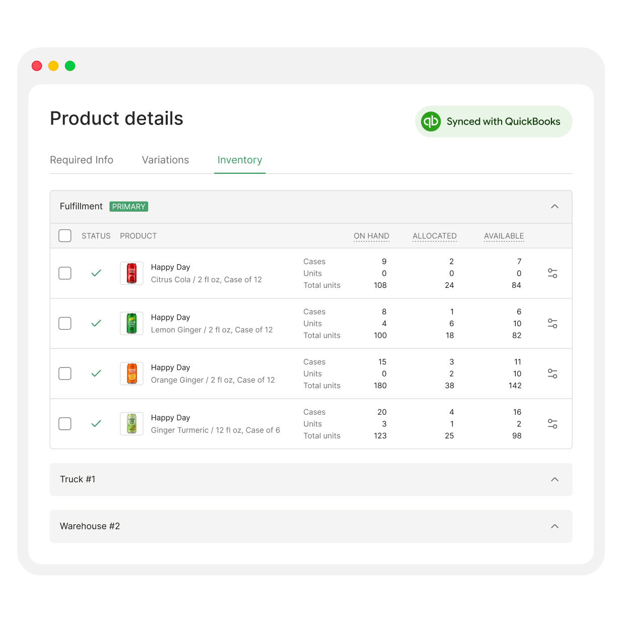 Stock counts matching between SimplyDepo and QuickBooks Online